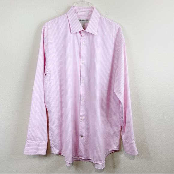 Banana Republic | Pink Striped Dress Shirt Sz XL - Picture 1 of 4
